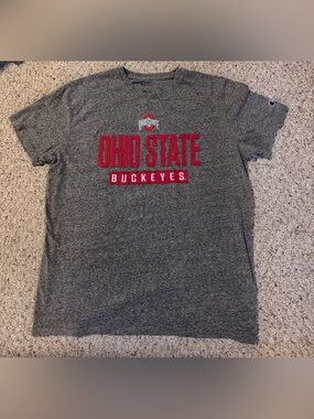 Champion Ohio State Gray & Red Short-Sleeve Tee